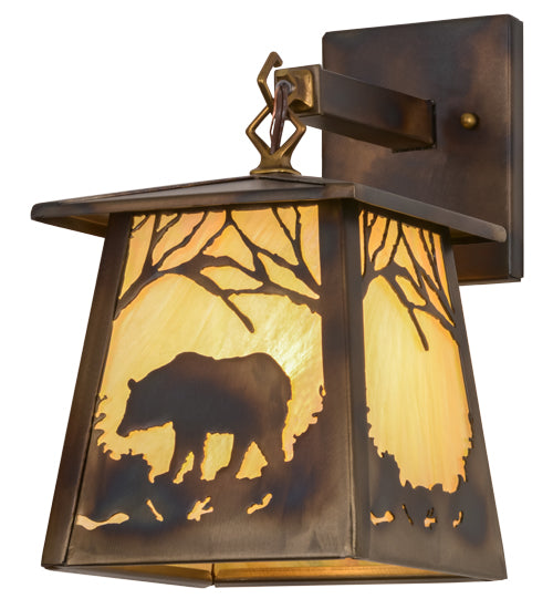 7"W Bear At Dawn Hanging Wall Sconce