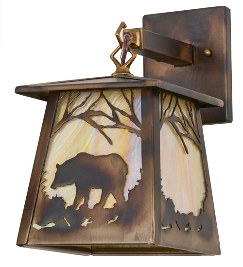 7"W Bear At Dawn Hanging Wall Sconce