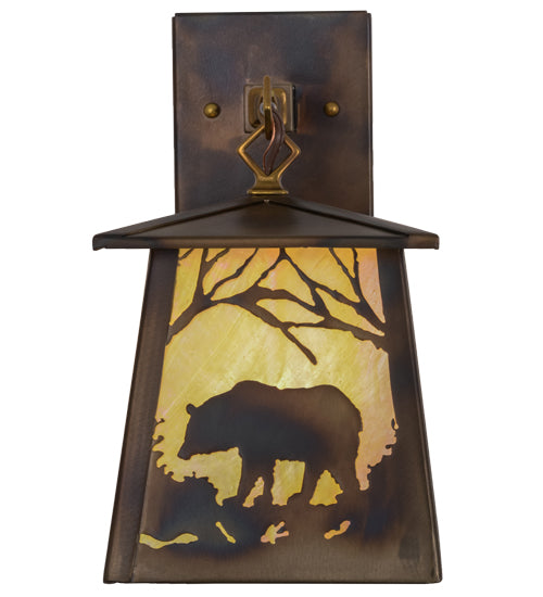 7"W Bear At Dawn Hanging Wall Sconce