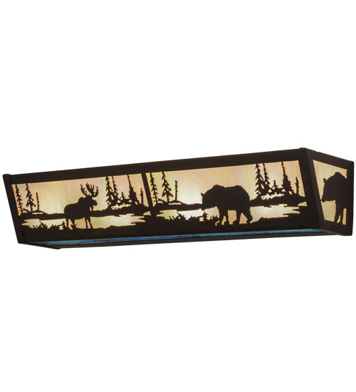 24"W Moose & Black Bear Vanity Light