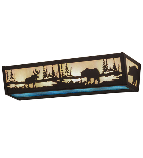 24"W Moose & Black Bear Vanity Light