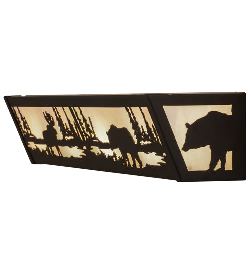 24"W Moose & Black Bear Vanity Light