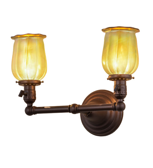 15"W Revival Chelsea Favrile 2 Lt Wall Sconce