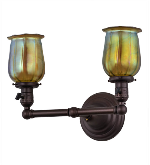 15"W Revival Chelsea Favrile 2 Lt Wall Sconce