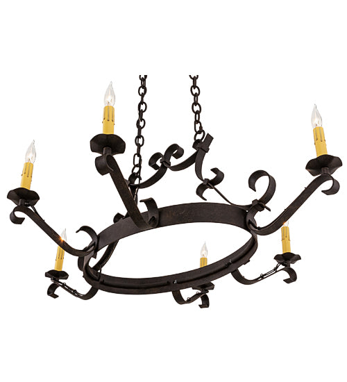 38"L Handforged 6 Lt Oval Chandelier