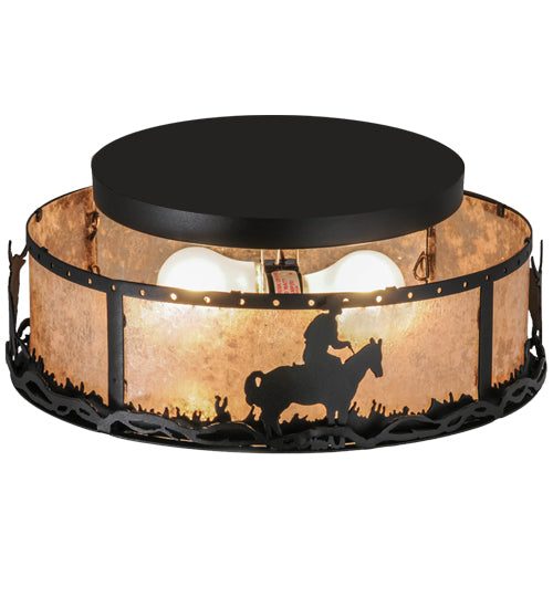 16" Wide Cowboy & Steer Flushmount