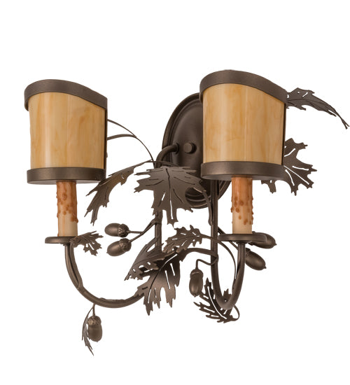 18"W Oak Leaf & Acorn 2 Lt Wall Sconce