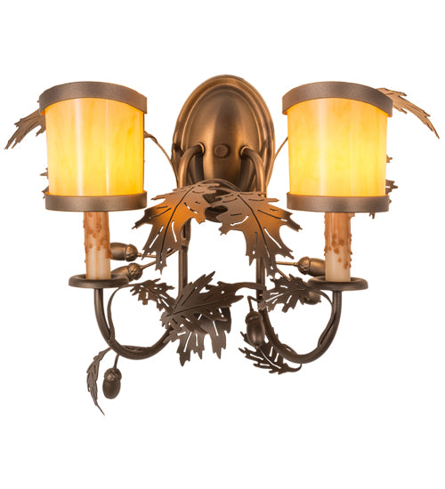 18"W Oak Leaf & Acorn 2 Lt Wall Sconce