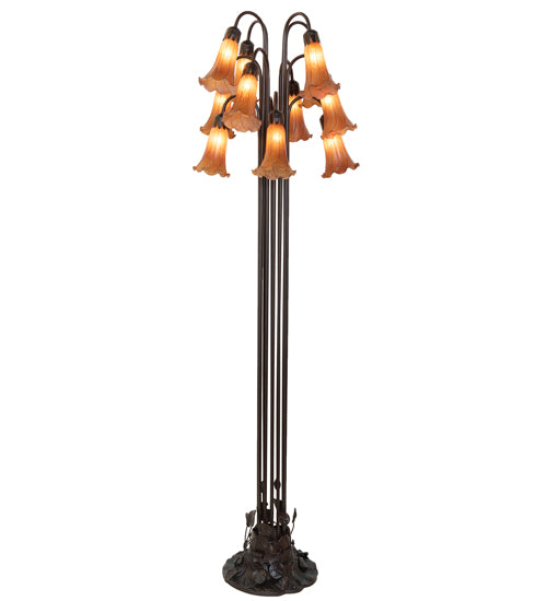 63" High Amber Tiffany Pond Lily 12 Lt Floor Lamp