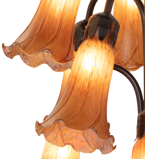 63" High Amber Tiffany Pond Lily 12 Lt Floor Lamp