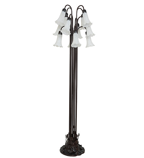 63" High White Tiffany Pond Lily 12 Lt Floor Lamp