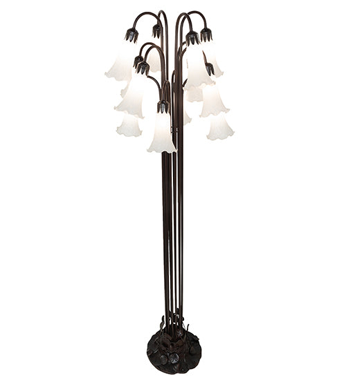 63" High White Tiffany Pond Lily 12 Lt Floor Lamp