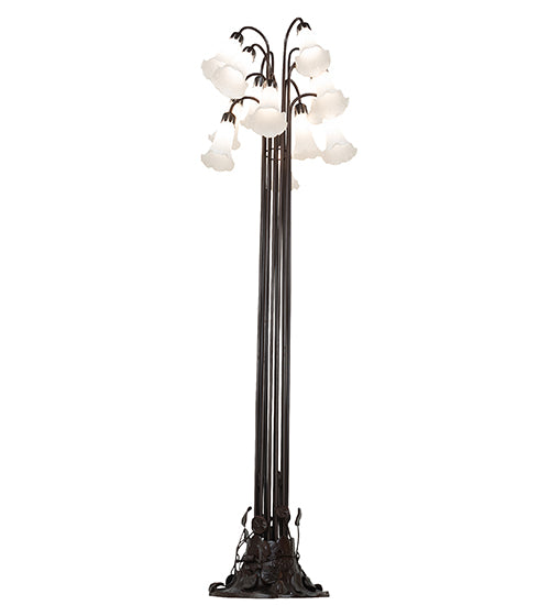 63" High White Tiffany Pond Lily 12 Lt Floor Lamp