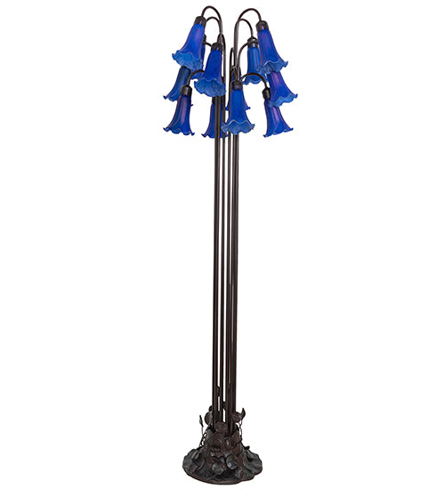 63" High Blue Tiffany Pond Lily 12 Lt Floor Lamp