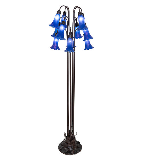 63" High Blue Tiffany Pond Lily 12 Lt Floor Lamp