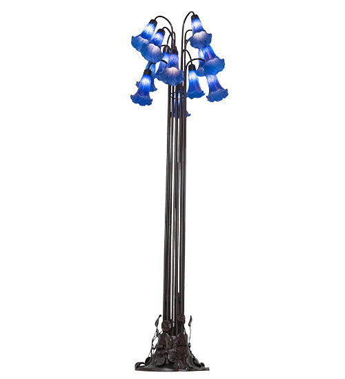 63" High Blue Tiffany Pond Lily 12 Lt Floor Lamp