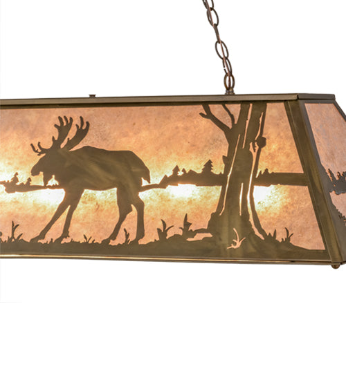 48"L Moose At Lake Oblong Pendant