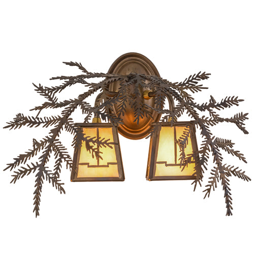 17"W Pine Branch Valley View 2 Lt Wall Sconce