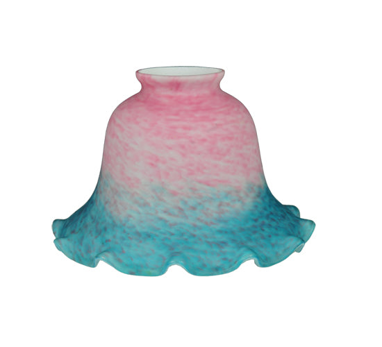 7" Wide Fluted Bell Pink And Teal Shade