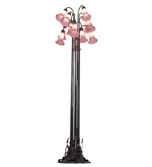 60"H Lavender Tiffany Pond Lily 12 Lt Floor Lamp