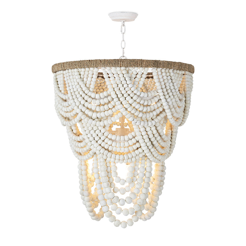 Lorelei Wood Bead Chandelier, White