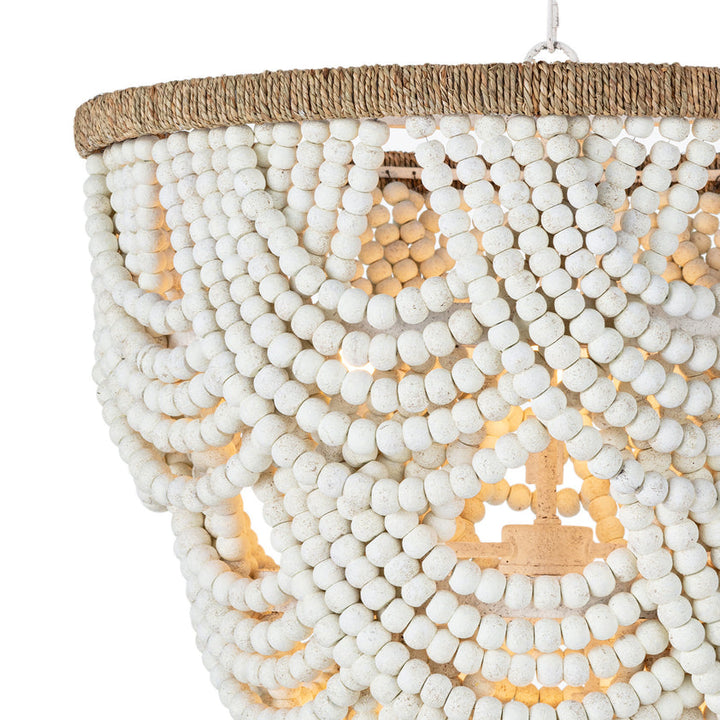 Lorelei Wood Bead Chandelier, White