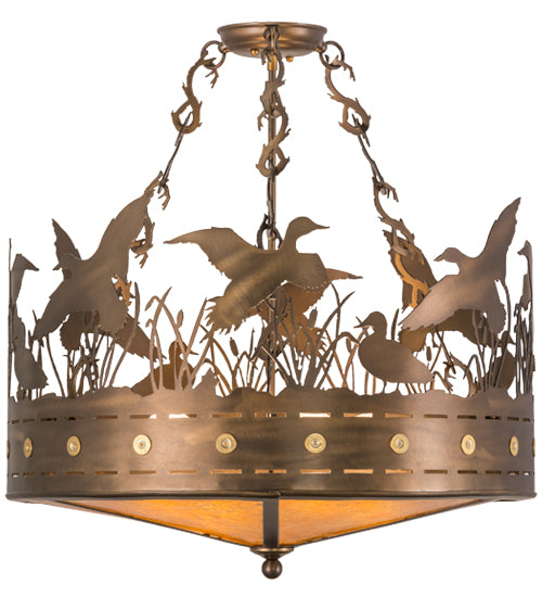 24"W Ducks In Flight Semi-Flushmount