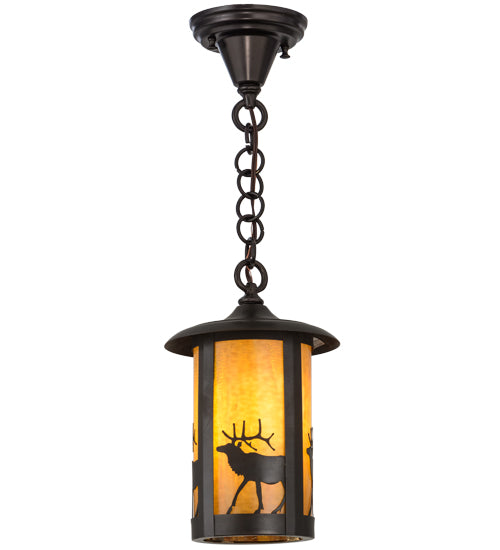 8" Wide Fulton Lone Elk Pendant