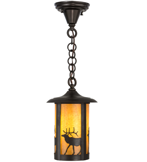 8" Wide Fulton Lone Elk Pendant