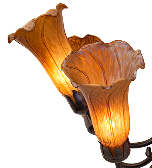 24" Wide Amber Tiffany Pond Lily 7 Light Chandelier