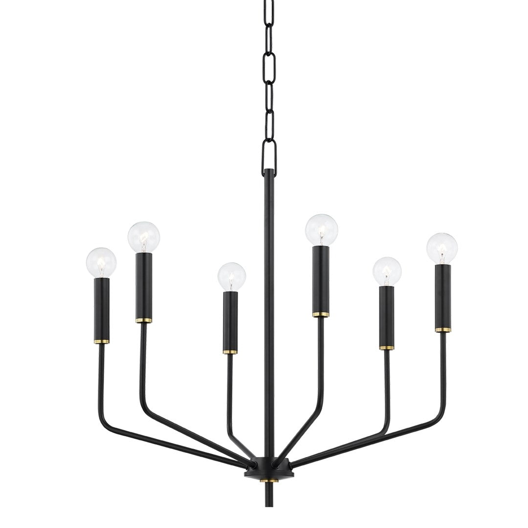 Bailey 6 Light Chandelier - Aged Brass/Soft Black