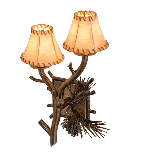 12" Wide Lone Pine 2 Light Left Wall Sconce