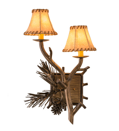 12" Wide Lone Pine 2 Light Right Wall Sconce