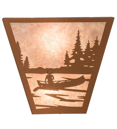 13" Wide Canoe At Lake Wall Sconce