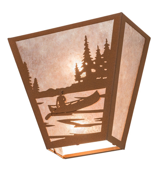 13" Wide Canoe At Lake Wall Sconce