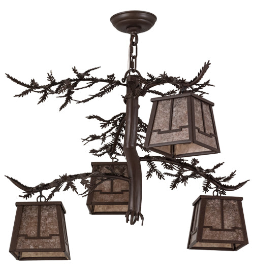 28"W Pine Branch Valley View 4 Lt Chandelier