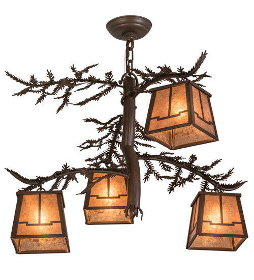 28"W Pine Branch Valley View 4 Lt Chandelier