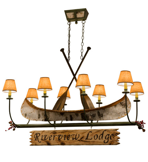 52"L Personalized Canoe 8 Lt Oblong Chandelier