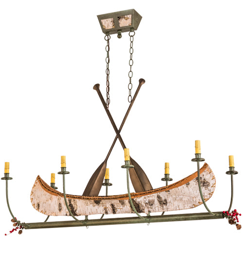 52"L Personalized Canoe 8 Lt Oblong Chandelier