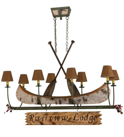 52"L Personalized Canoe 8 Lt Oblong Chandelier