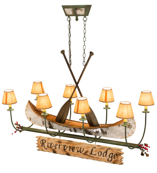 52"L Personalized Canoe 8 Lt Oblong Chandelier