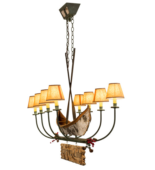 52"L Personalized Canoe 8 Lt Oblong Chandelier