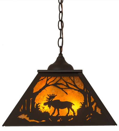 16"Sq Moose At Dawn Pendant