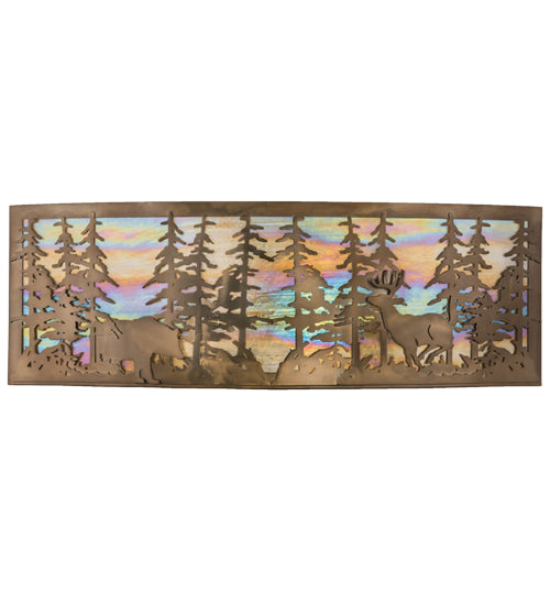 36"W Tall Pines W/Bear & Deer Wall Sconce