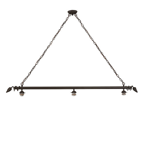 66" Long Oil Rubbed Bronze 3 Lt Island Pendant Hardware