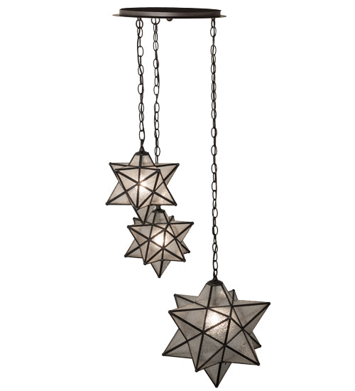 26" Wide Moravian Star 3 Lt Cascading Pendant