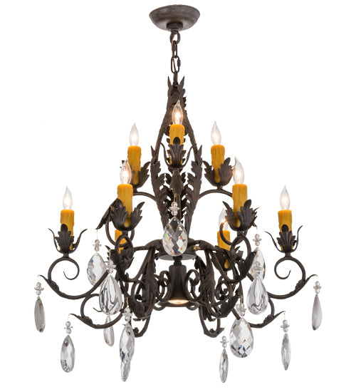 26"W New Country French 9 Lt Chandelier