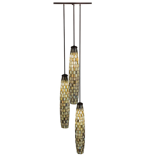 24" Wide Checkers 3 Light Cascading Pendant