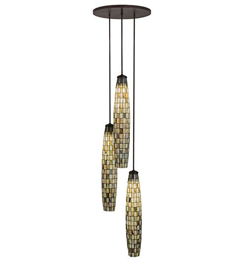 24" Wide Checkers 3 Light Cascading Pendant