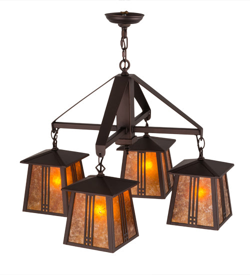 28"W Prairie Loft 4 Lt Chandelier